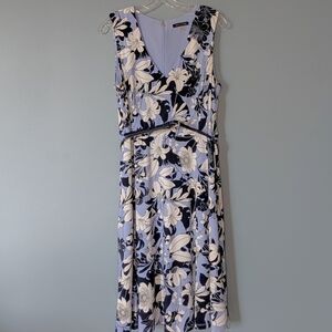 Tommy Hilfiger Blue and White Floral Midi Dress Size 12